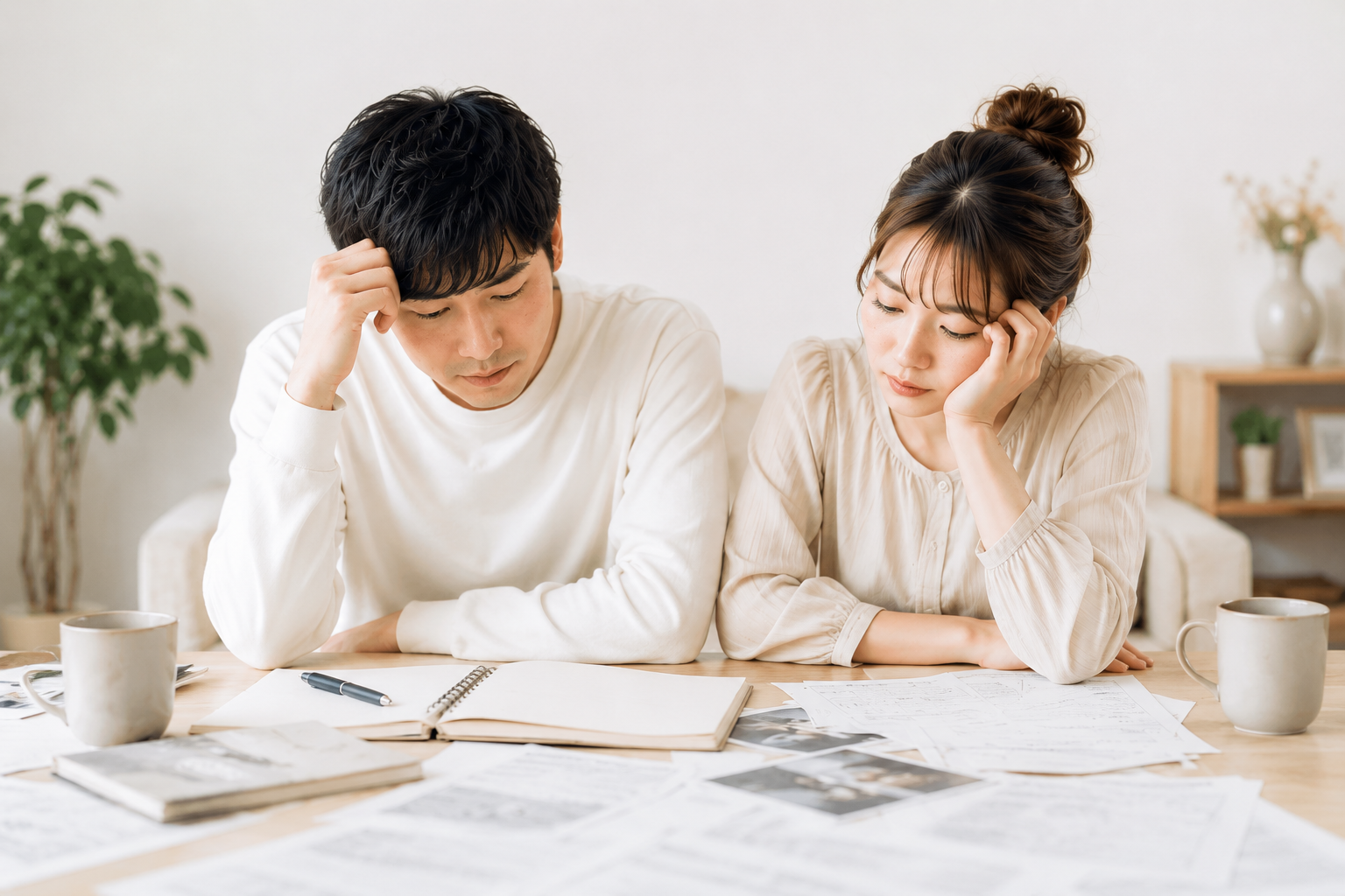 結婚式準備に悩むふたり